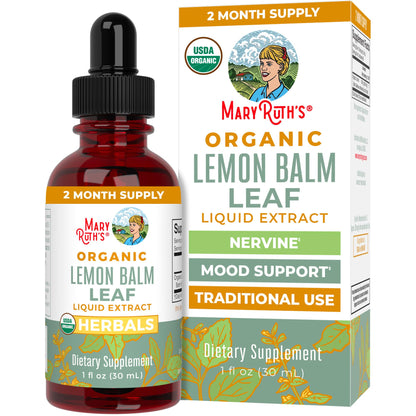 MaryRuth Organics Lemon Balm Leaf Liquid Extract | Mood Support, Relaxation | USDA Organic | 1 Fl Oz