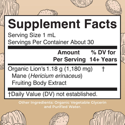 MaryRuth Organics Lions Mane Mushroom Supplement – USDA Organic, Nootropic, 1 Fl Oz