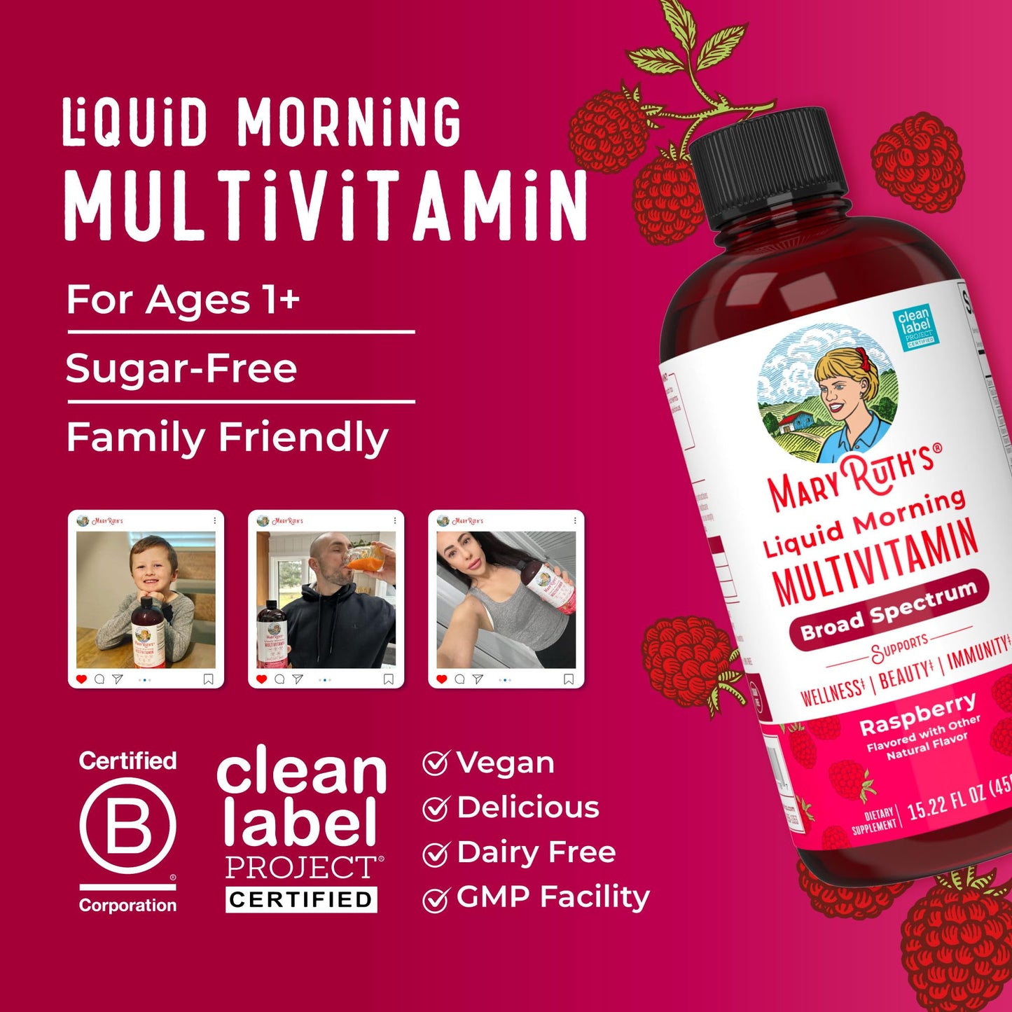 MaryRuth Organics Liquid Multivitamin – Women, Men & Kids | Vegan, Non-GMO, Gluten Free