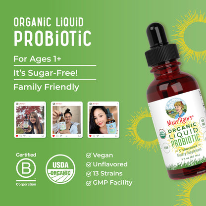 MaryRuth Organics USDA Organic Liquid Probiotic | Digestive Health | 2 oz Travel Size
