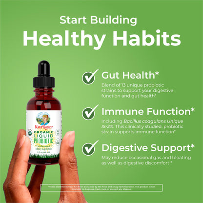 MaryRuth Organics USDA Organic Liquid Probiotic | Digestive Health | 2 oz Travel Size