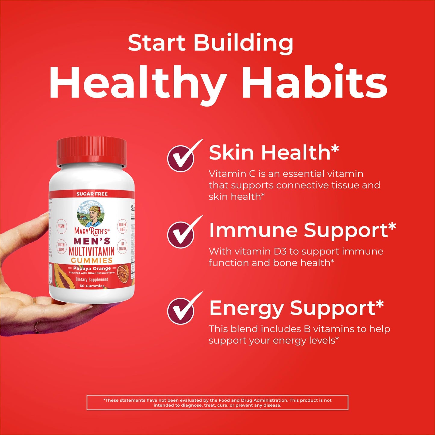 MaryRuth Organics Men's Multivitamin Gummies – Vegan, Non-GMO, Gluten Free | 60 Count