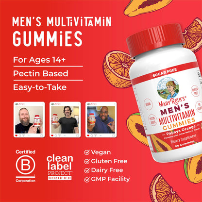 MaryRuth Organics Men's Multivitamin Gummies – Vegan, Non-GMO, Gluten Free | 60 Count