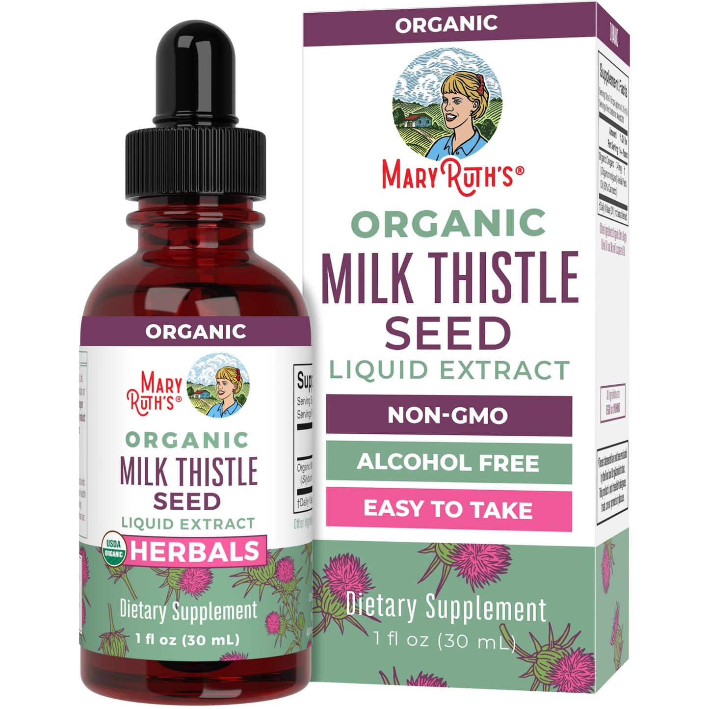 MaryRuth Organics Milk Thistle Seed Drops – 1 oz, 1,190 mg | Organic, Alcohol-Free