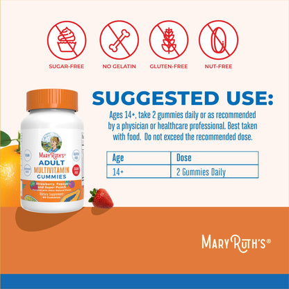 MaryRuth Organics Multivitamin Gummies for Women and Men – Sugar Free, 60 Count, Vegan