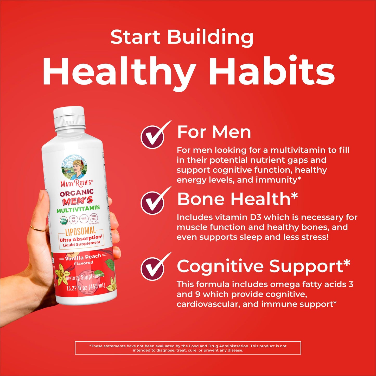 MaryRuth Organics Multivitamin for Men - Sugar Free Liquid Vitamin
