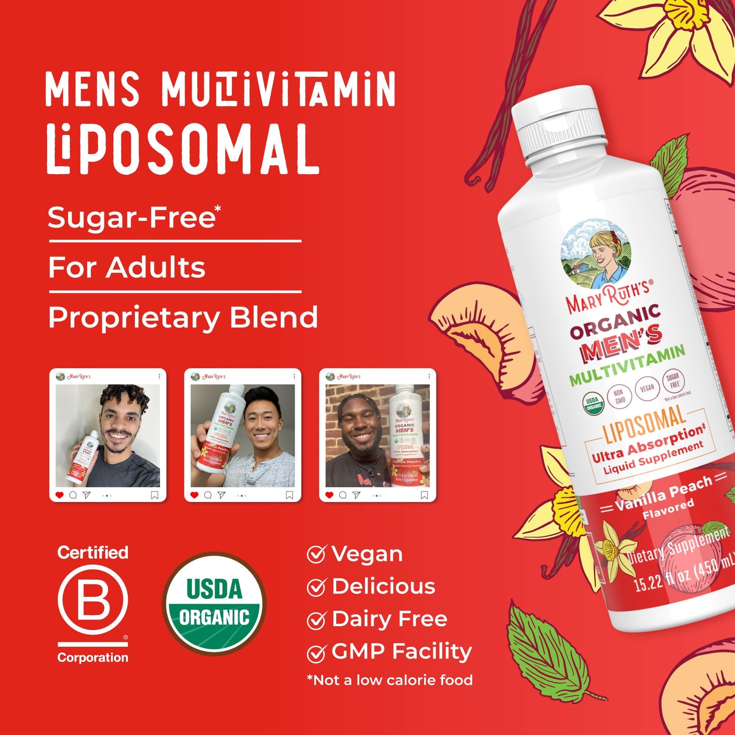 MaryRuth Organics Multivitamin for Men - Sugar Free Liquid Vitamin