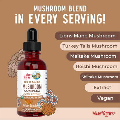 MaryRuth Organics Mushroom Complex – Vegan Liquid Drops (30 Servings)