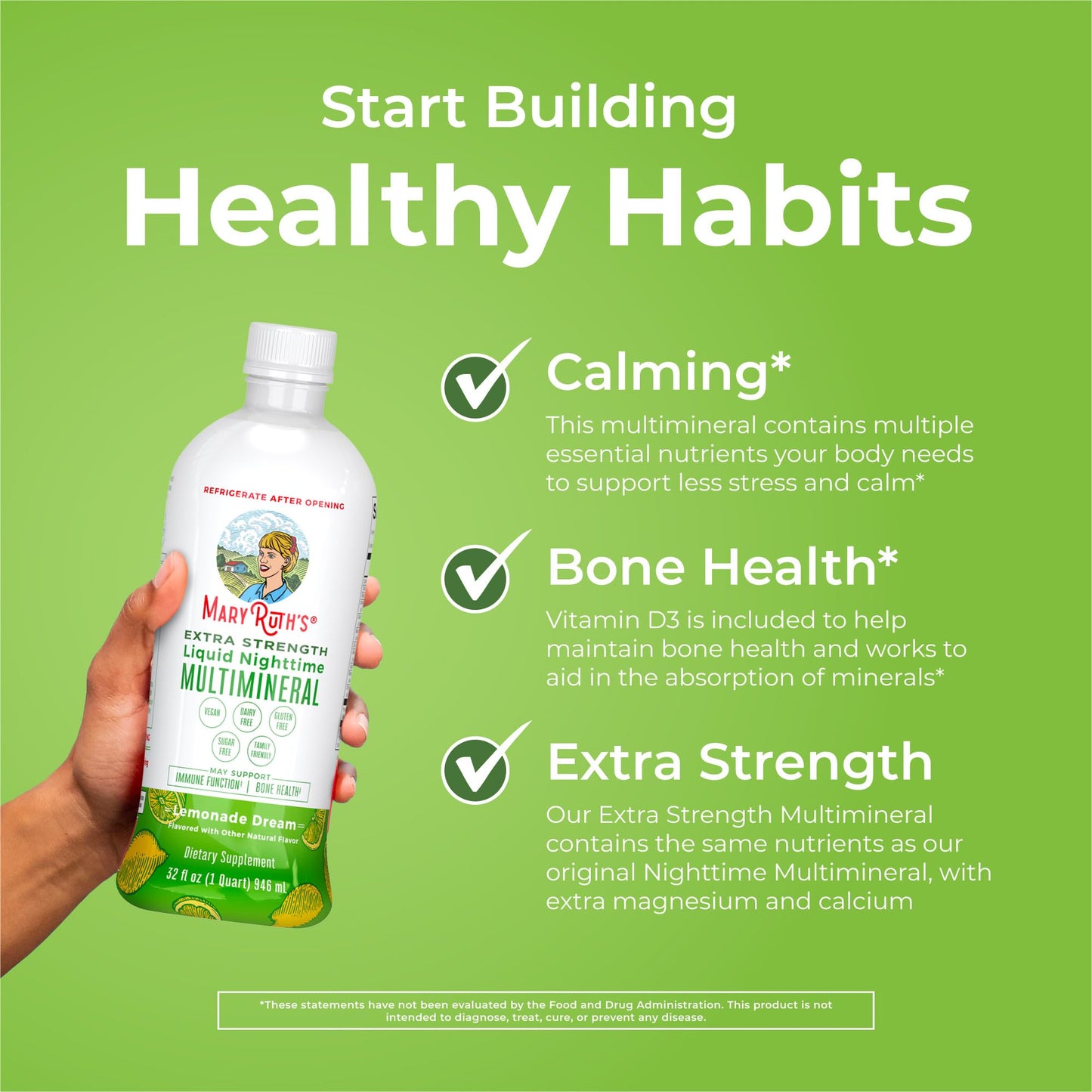 MaryRuth Organics Extra Strength Nighttime Multimineral – No Melatonin, Sugar Free, Lemonade