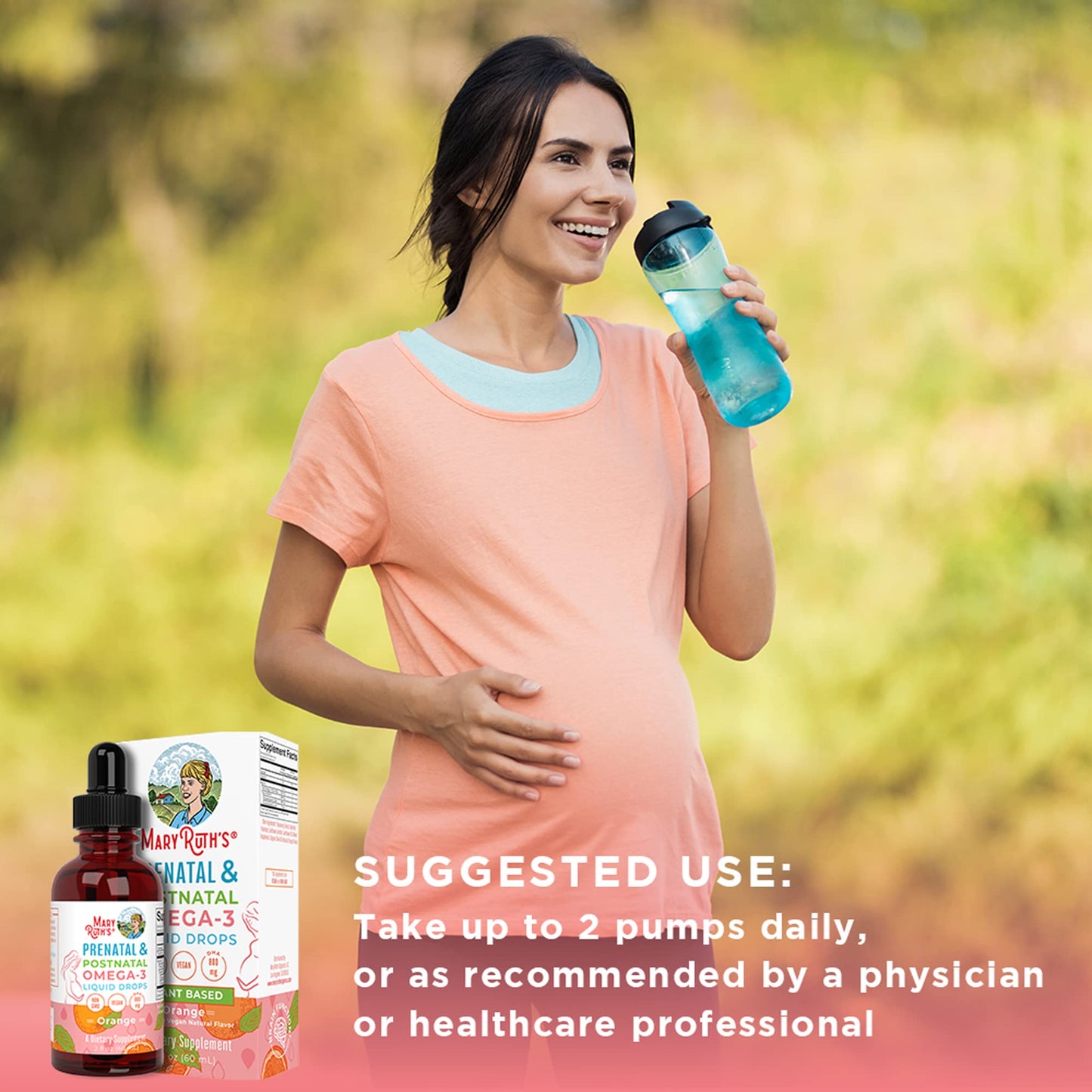 MaryRuth Organics Prenatal & Postnatal Omega-3 Liquid Drops - 800 mg DHA per Serving | 2 oz