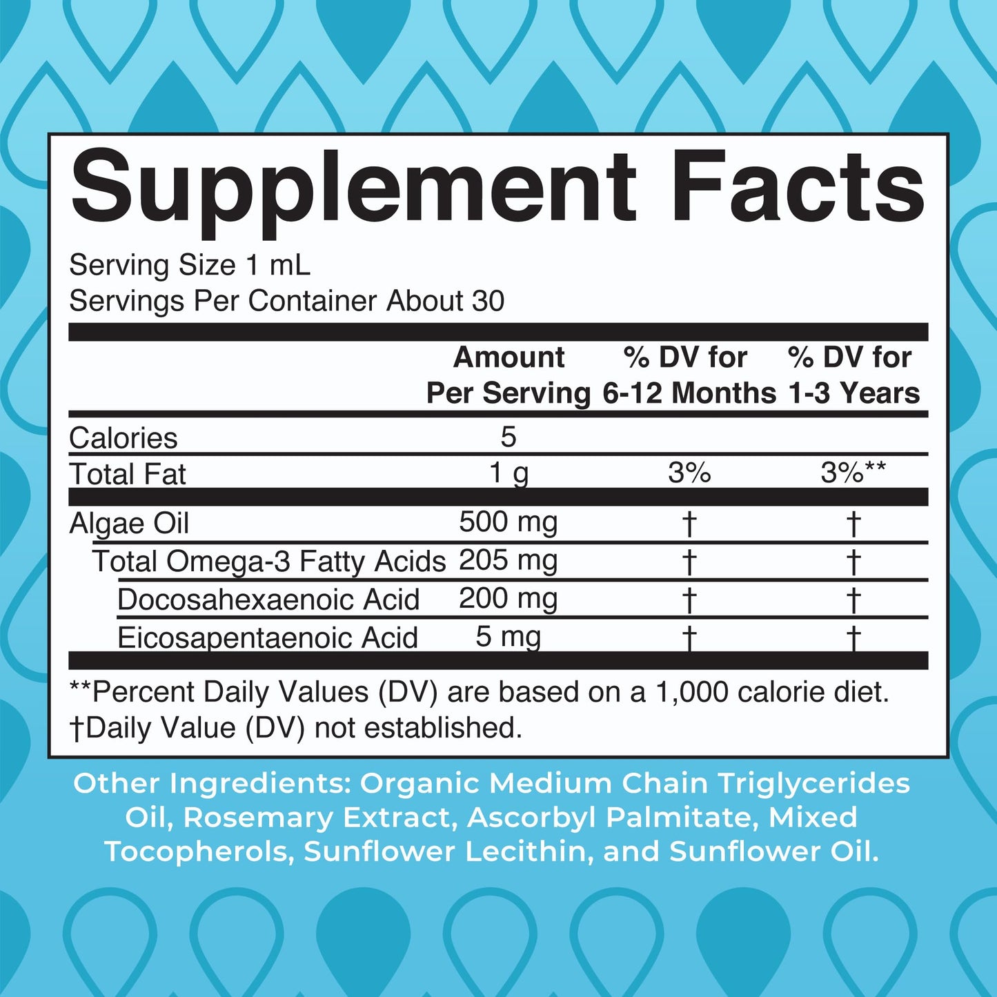 MaryRuth Organics Infant & Toddler Omega-3 Liquid Drops – 200mg DHA / 2mg EPA per Serving | Unflavored | 1 fl oz