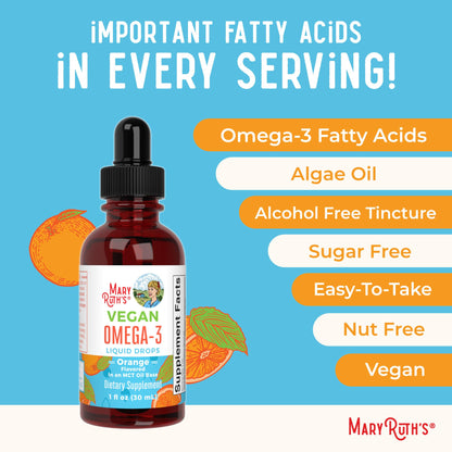 MaryRuth Organics Omega-3 Liquid Drops – 400mg DHA per Serving | Immune Support & Overall Health | 1oz