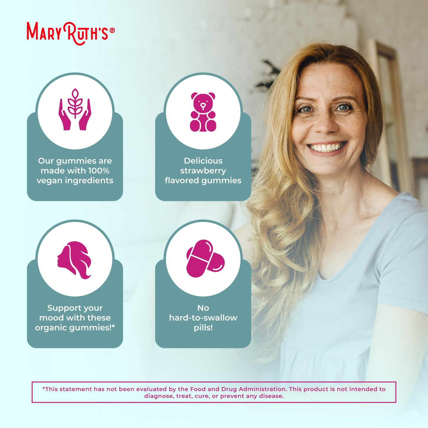 MaryRuth Organics Organic Menopause Gummies – Mood Support, Hot Flash Relief, 30 Servings