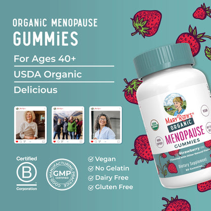 MaryRuth Organics Organic Menopause Gummies – Mood Support, Hot Flash Relief, 30 Servings