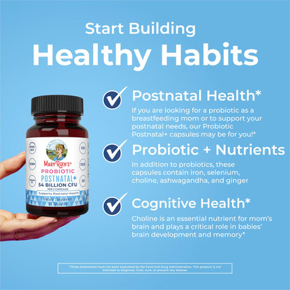 MaryRuth Organics Postnatal Probiotics – Breastfeeding Support, 54B CFU, Vegan, 30 Servings