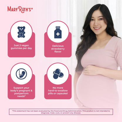 MaryRuth Organics Prenatal Vitamins for Women | USDA Organic Prenatal Gummies | Postnatal Vitamins for Women Breastfeeding | Methylfolate 800 mcg DFE | Iodine | Vegan | Non GMO | 30 Servings