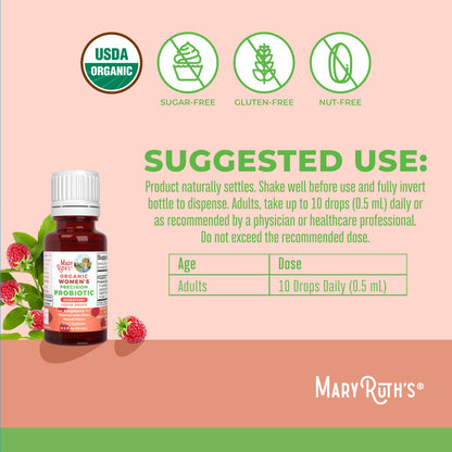 MaryRuth Organics USDA Organic Women's Probiotic Drops – Digestive Health, Dairy Free, 30 Servings