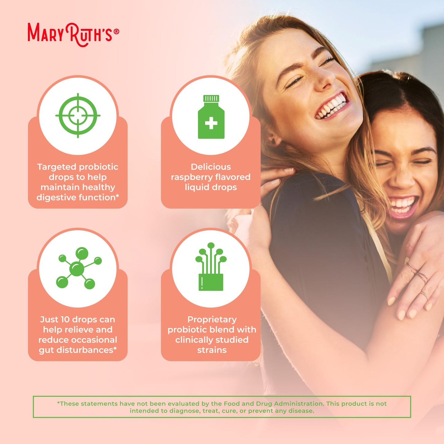 MaryRuth Organics USDA Organic Women's Probiotic Drops – Digestive Health, Dairy Free, 30 Servings