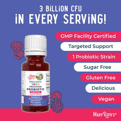 MaryRuth Organics Teen Liquid Probiotic Drops – USDA Organic, Vegan, Non-GMO, 30 Servings