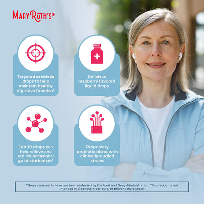 MaryRuth Organics USDA Organic 40+ Women's Probiotic Drops | Digestive Health & Stress Support