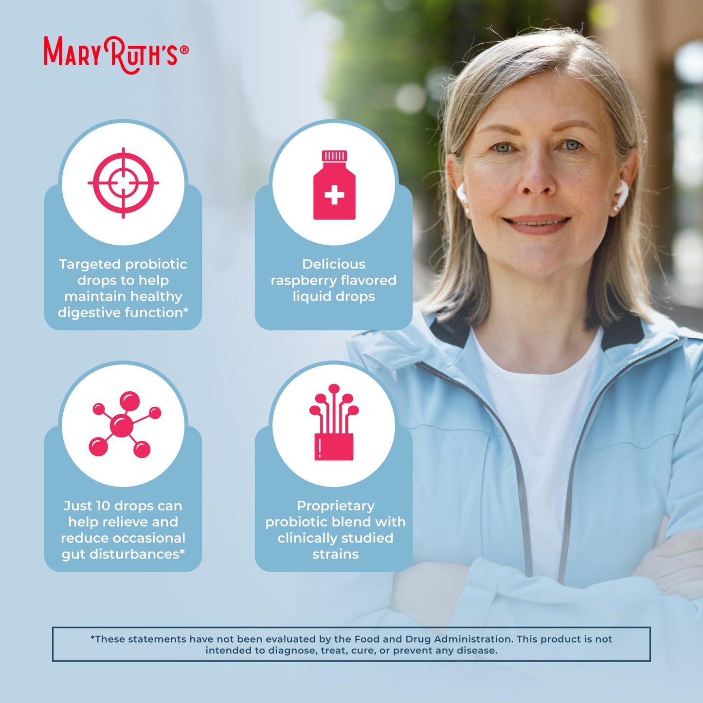 MaryRuth Organics USDA Organic 40+ Women's Probiotic Drops | Digestive Health & Stress Support