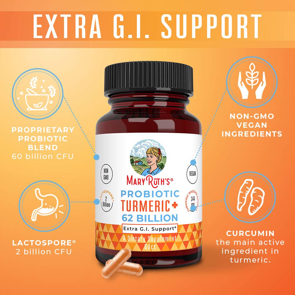 MaryRuth Probiotic Turmeric + GI Support | 62B CFU | 60 Count