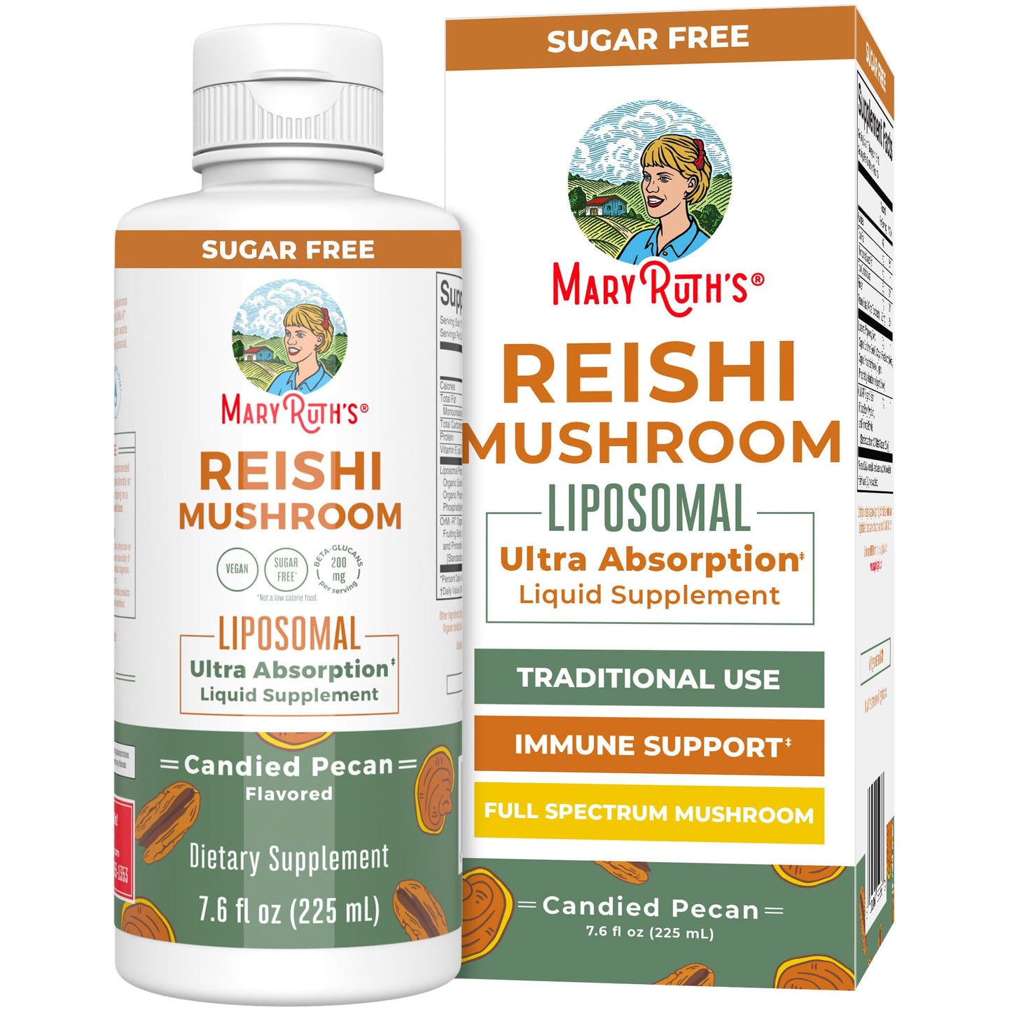 MaryRuth Organics Reishi Liposomal Mushroom Supplement – Vegan Immune Support, 7.6 oz