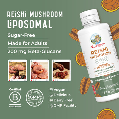 MaryRuth Organics Reishi Liposomal Mushroom Supplement – Vegan Immune Support, 7.6 oz