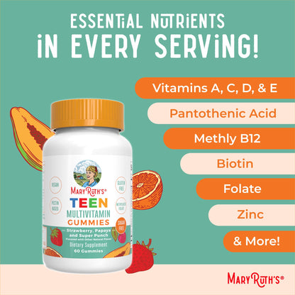 MaryRuth Organics Teen Multivitamin Gummies | Vegan • Sugar Free • Gluten Free | 60 Count