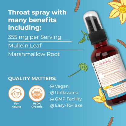 MaryRuth Organics Throat Spray – USDA Organic, 4-Herb Blend, Vanilla, 1 Fl Oz