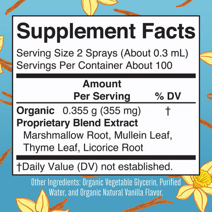MaryRuth Organics Throat Spray – USDA Organic, 4-Herb Blend, Vanilla, 1 Fl Oz