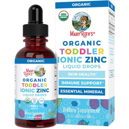 MaryRuth Organics Toddler Liquid Zinc Drops – USDA Organic, Immune Support, Berry Flavor, 1–3 Years, 2 fl oz