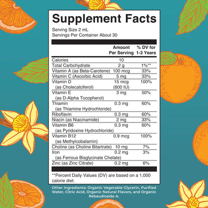 MaryRuth Organics Toddler Multivitamin Drops with Iron | USDA Organic | 2 oz