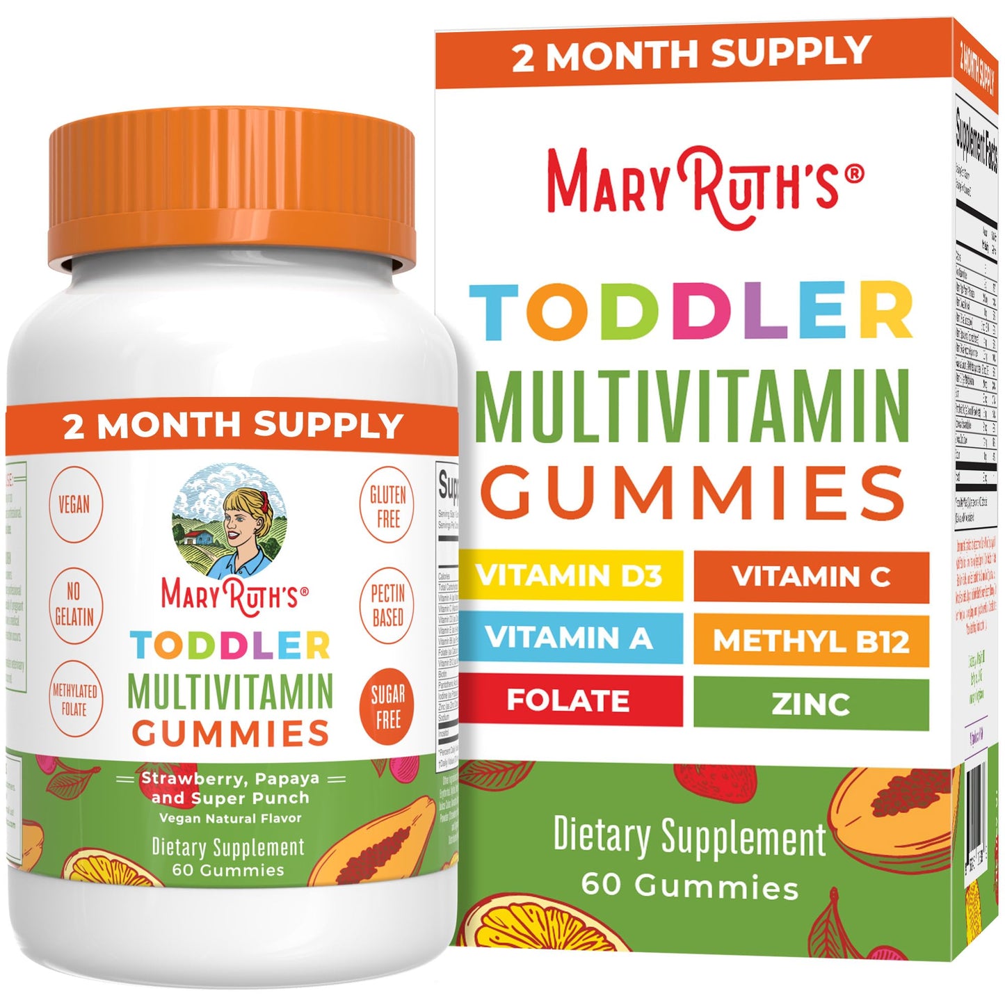 MaryRuth Organics Toddler Multivitamin Gummies – Sugar Free, Vegan, 60 Count