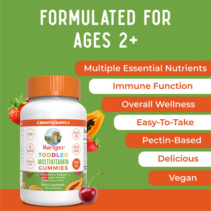 MaryRuth Organics Toddler Multivitamin Gummies – Sugar Free, Vegan, 60 Count
