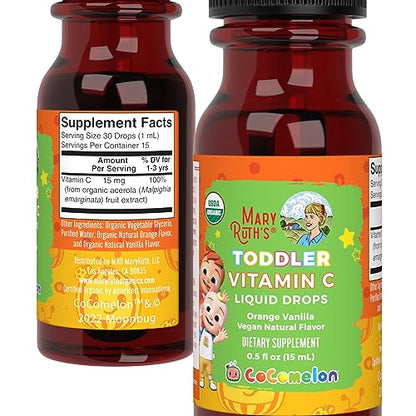 MaryRuth Organics Toddler Vitamin C Drops – USDA Organic Vitamin C Liquid for Ages 1-3 | Immune Support, Vegan & Non-GMO | 15 Servings