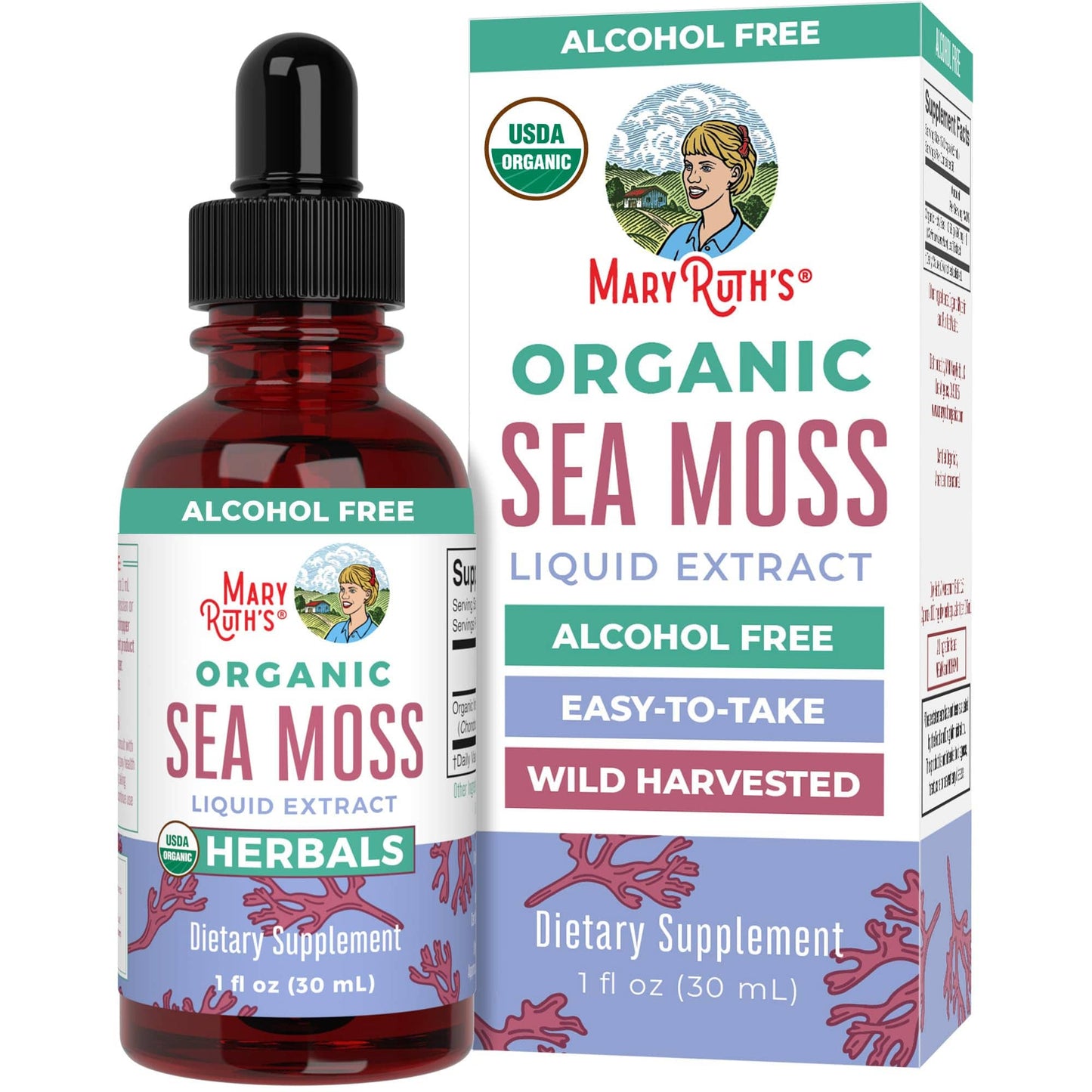 MaryRuth Organics USDA Irish Sea Moss Drops - Organic, Vegan & Non-GMO | 1 Fl Oz
