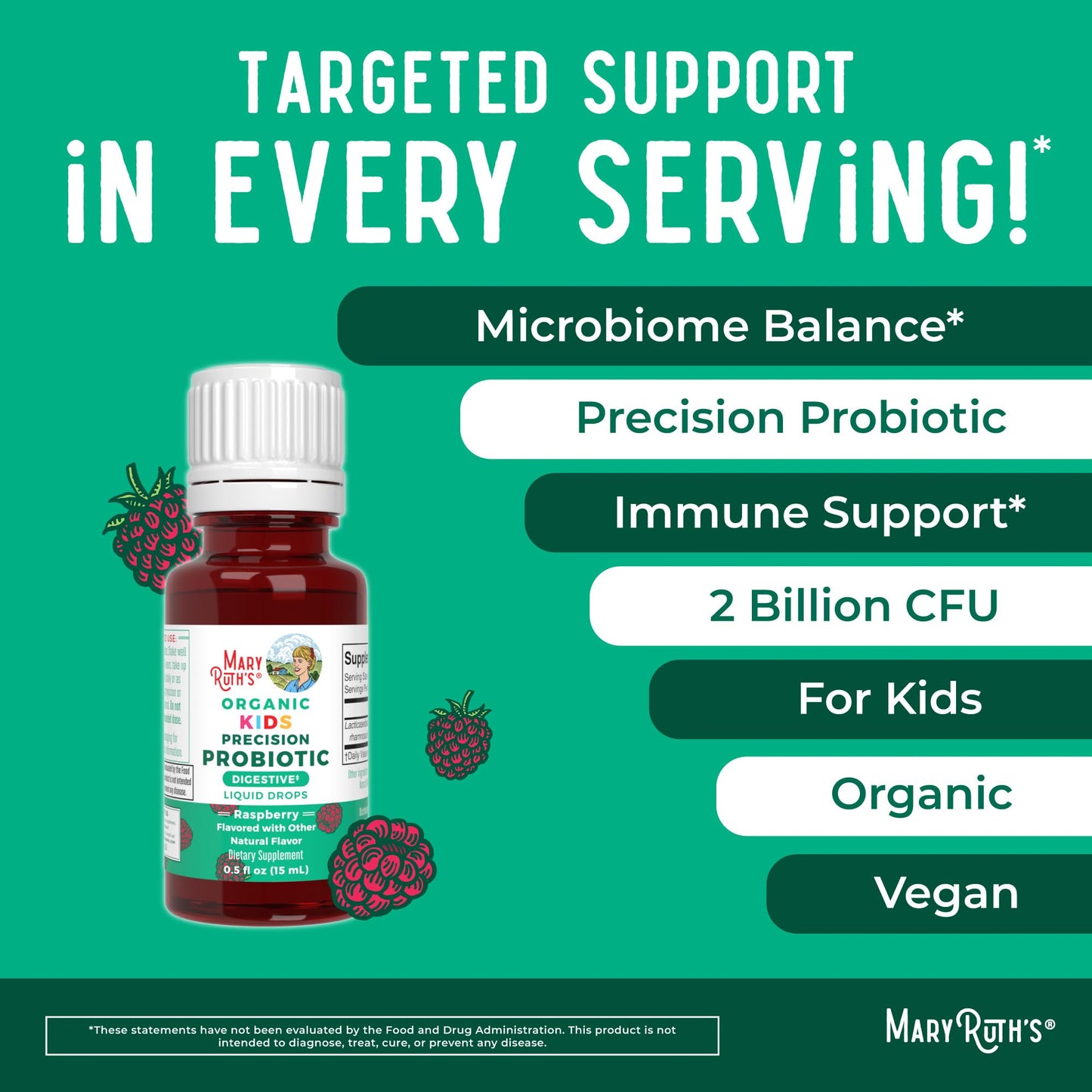 MaryRuth Organics USDA Organic Liquid Kids Probiotic Drops – Digestive Health, Immune Support, Vegan & Non-GMO | 30 Servings