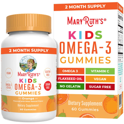 MaryRuth Organics Vegan Omega-3 Gummies for Kids 2+ - Sugar Free, 60 Count