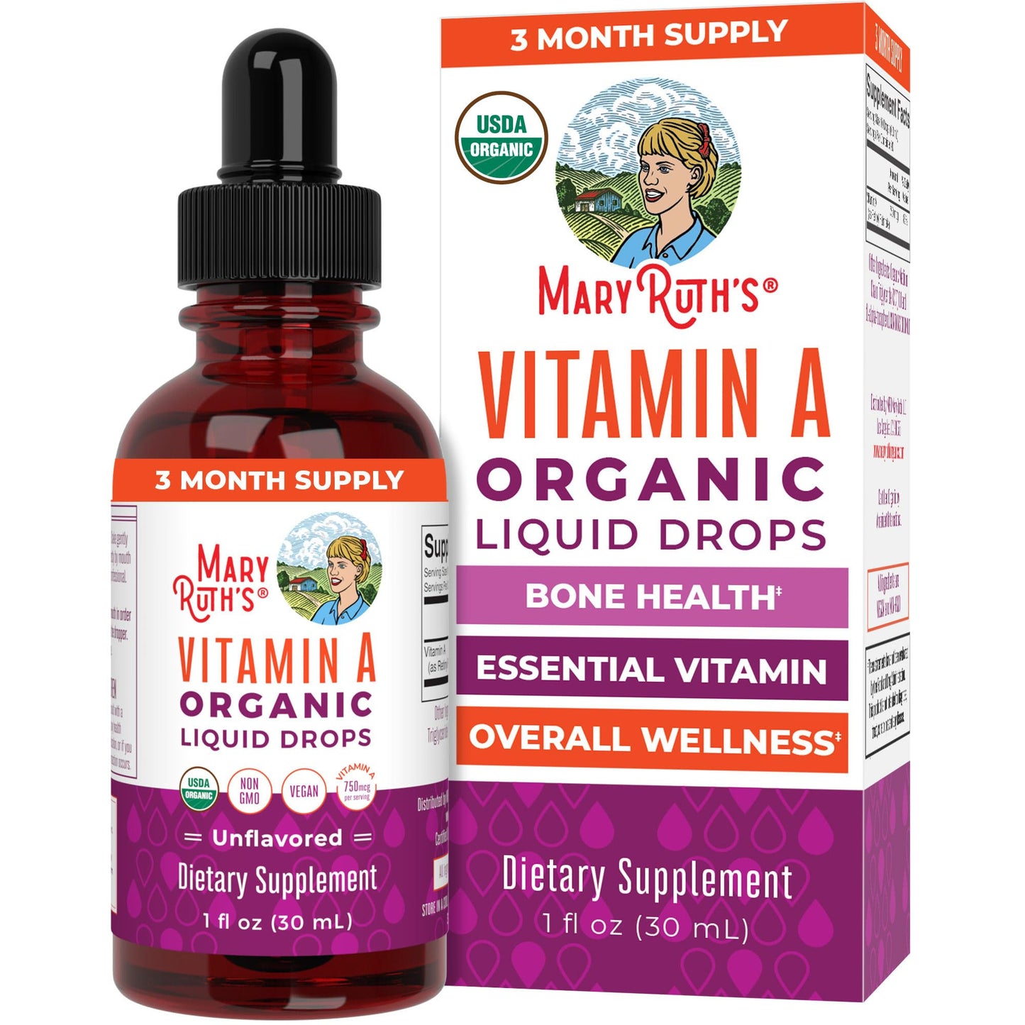 MaryRuth Organics Vitamin A Liquid Drops - 750 mcg per Serving | 1 oz