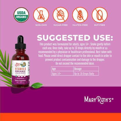 MaryRuth Organics Vitamin A Liquid Drops - 750 mcg per Serving | 1 oz
