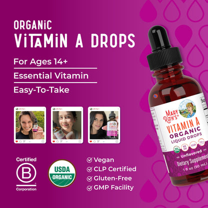 MaryRuth Organics Vitamin A Liquid Drops - 750 mcg per Serving | 1 oz