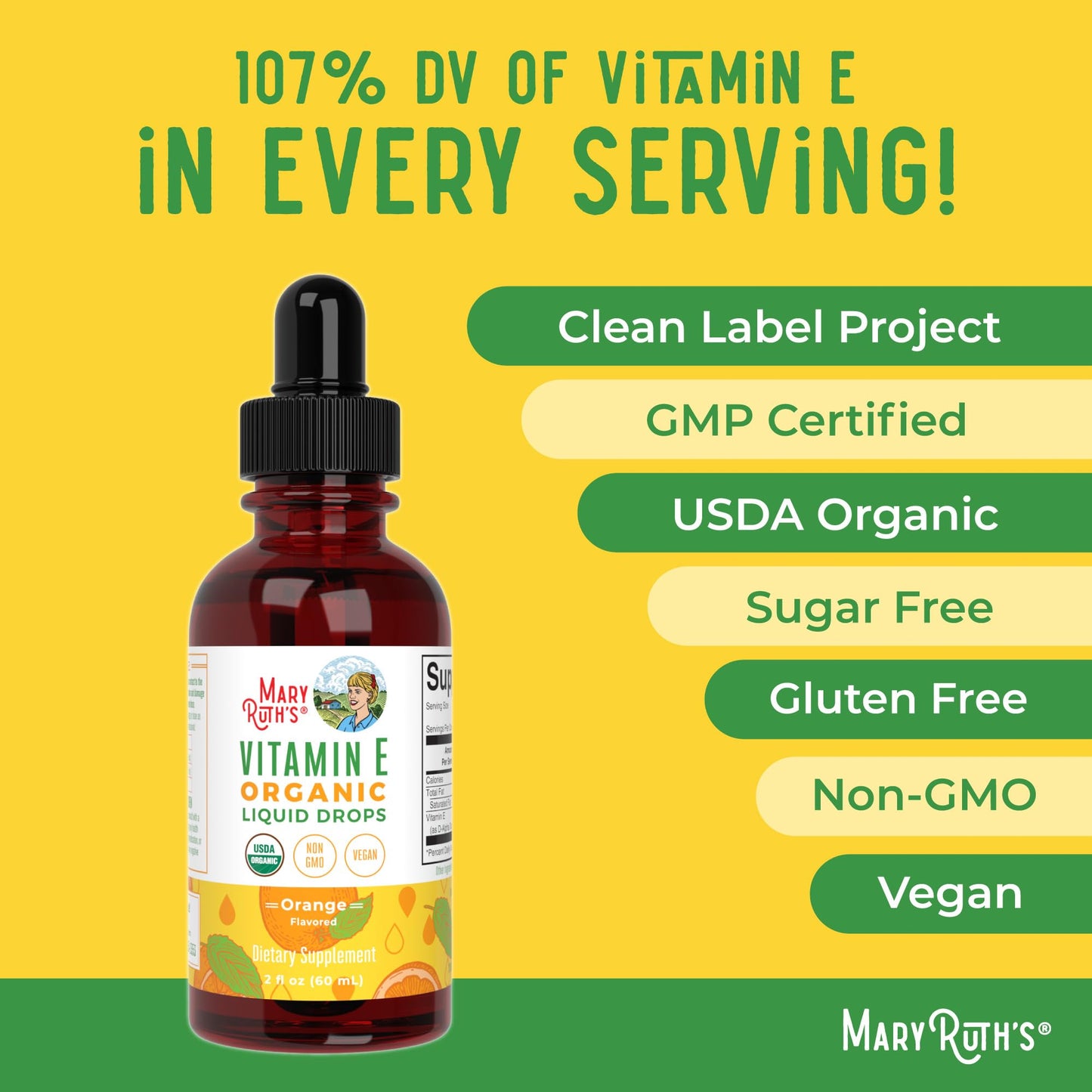 MaryRuth Organics Vitamin E Liquid Drops - 2 Month Supply | Sugar Free, Vegan