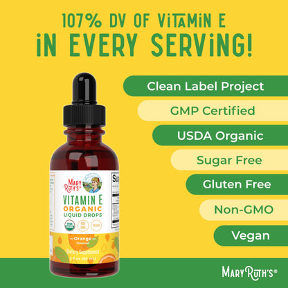 MaryRuth Organics Vitamin E Liquid Drops - 2 Month Supply | Sugar Free, Vegan