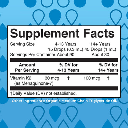 MaryRuth Organics USDA Organic Vitamin K2 MK-7 Liquid Drops – 100 mcg per Serving | Vegan MCT Oil | Bone & Heart Health | 1 oz