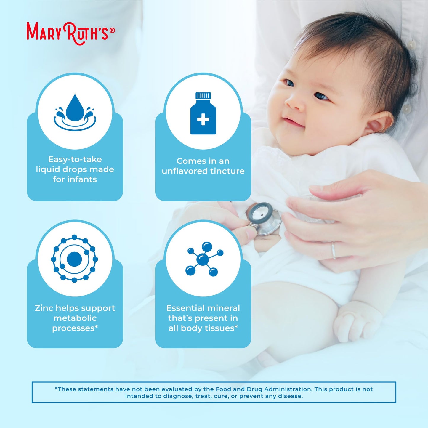 MaryRuth Organics Infant Ionic Zinc Drops – Zinc Sulfate for Immune Support | 6-12 Months | 2 fl oz