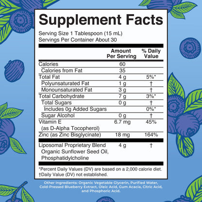 MaryRuth Liposomal Zinc with Vitamin E | Blueberry Flavor | Vegan, Non-GMO | 15.22 fl oz
