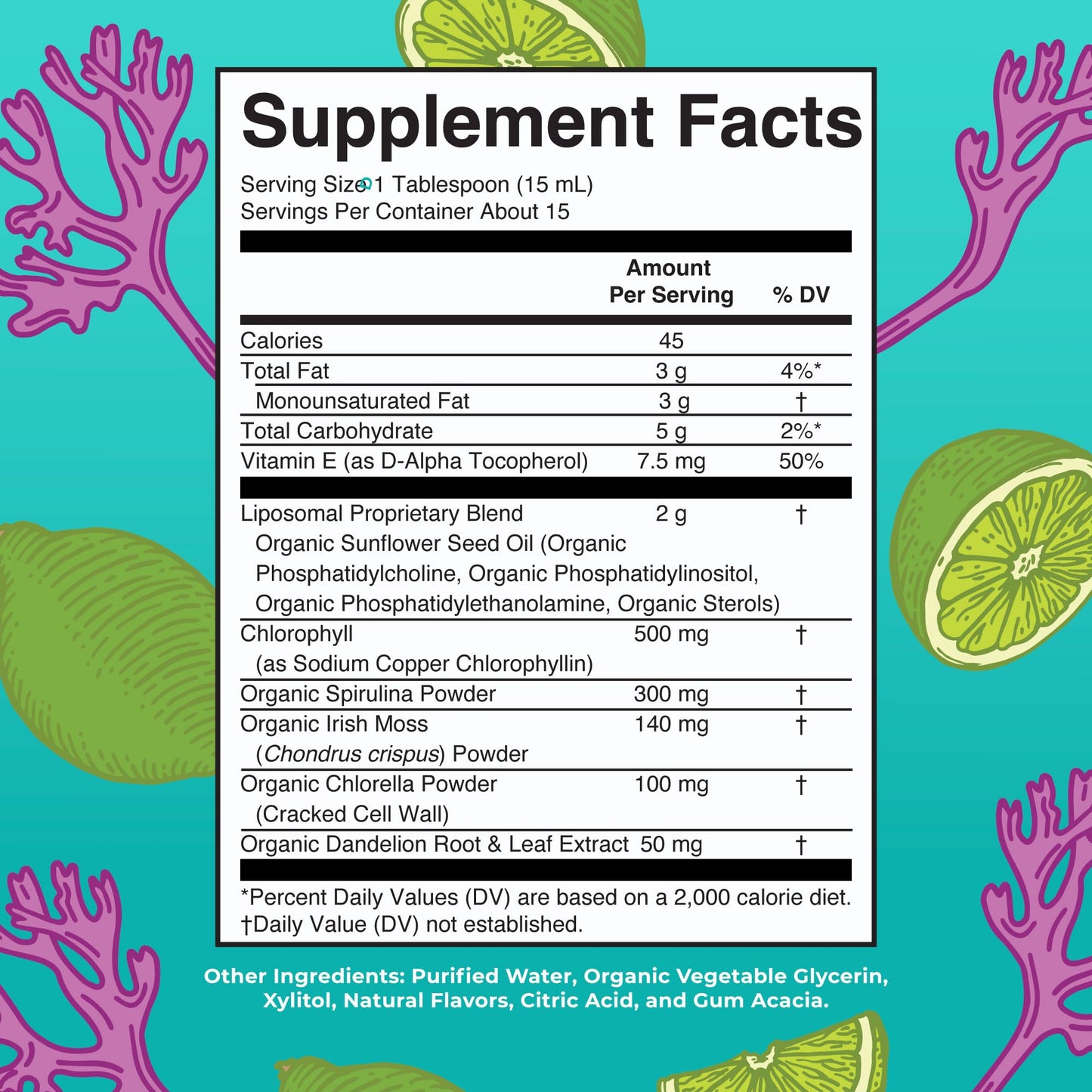 MaryRuth Organics Sea Moss with Spirulina and Chlorella Liposomal | Chlorophyll | Dandelion Root | Superfood | Ultra Absorption | Vegan | Non-GMO | Gluten Free | 7.6 fl oz | 15 Servings
