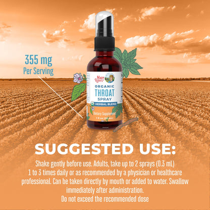 MaryRuth Organics Throat Spray – USDA Organic, 4-Herb Blend (Mullein, Marshmallow, Licorice, Thyme) | Vegan, Non-GMO, Gluten Free | 1 fl oz