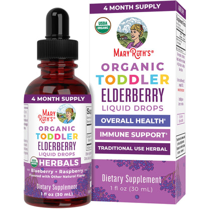 MaryRuth Organics Toddler Elderberry Syrup – USDA Organic, Sugar Free, 1 fl oz
